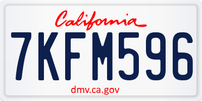 CA license plate 7KFM596