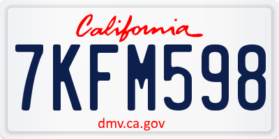 CA license plate 7KFM598