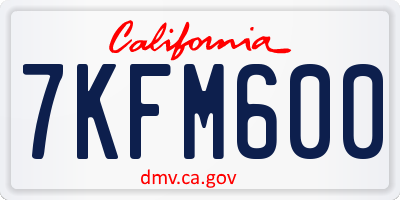 CA license plate 7KFM600