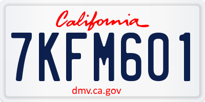 CA license plate 7KFM601