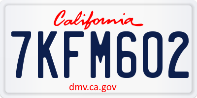 CA license plate 7KFM602