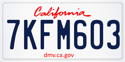 CA license plate 7KFM603