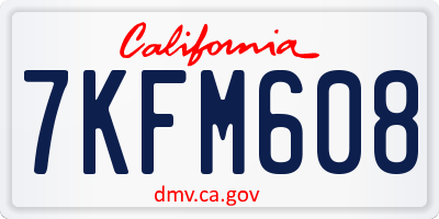 CA license plate 7KFM608