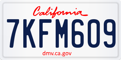 CA license plate 7KFM609