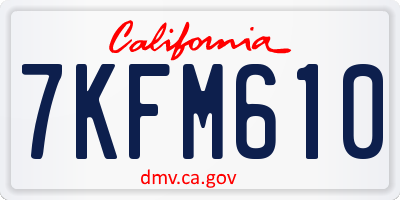 CA license plate 7KFM610