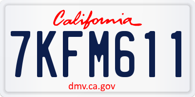 CA license plate 7KFM611