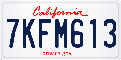 CA license plate 7KFM613