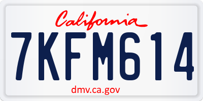 CA license plate 7KFM614