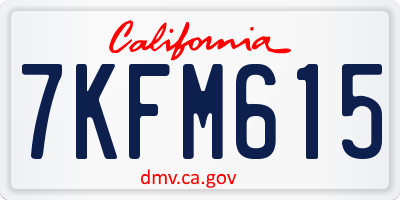 CA license plate 7KFM615