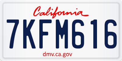 CA license plate 7KFM616