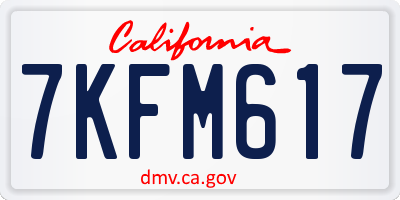 CA license plate 7KFM617