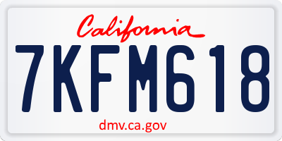 CA license plate 7KFM618
