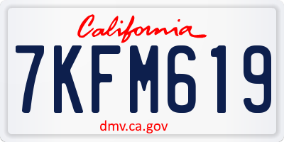 CA license plate 7KFM619