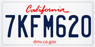 CA license plate 7KFM620