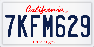 CA license plate 7KFM629