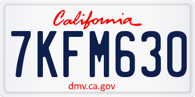 CA license plate 7KFM630