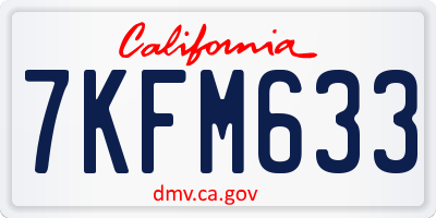 CA license plate 7KFM633