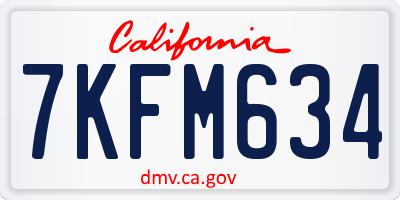 CA license plate 7KFM634