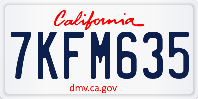 CA license plate 7KFM635