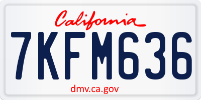 CA license plate 7KFM636
