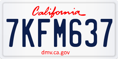 CA license plate 7KFM637
