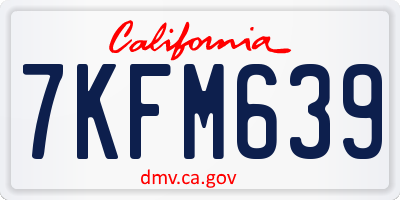 CA license plate 7KFM639