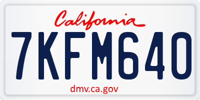 CA license plate 7KFM640