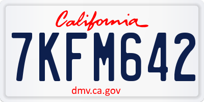 CA license plate 7KFM642