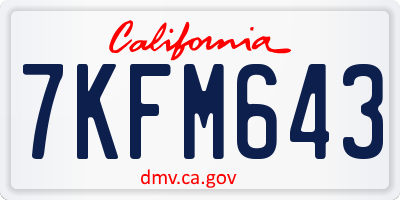 CA license plate 7KFM643