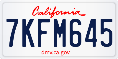 CA license plate 7KFM645