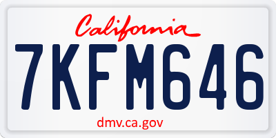 CA license plate 7KFM646