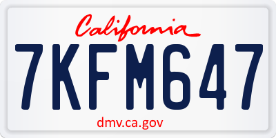 CA license plate 7KFM647