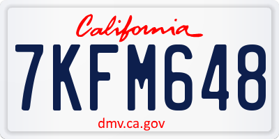 CA license plate 7KFM648