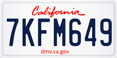 CA license plate 7KFM649