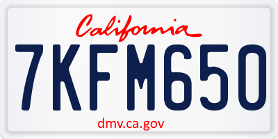 CA license plate 7KFM650