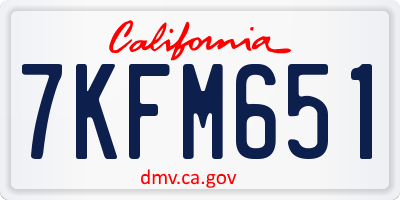 CA license plate 7KFM651
