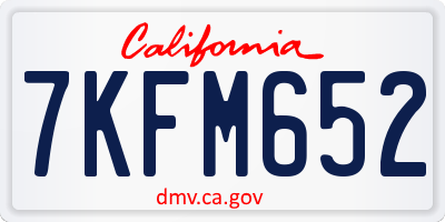 CA license plate 7KFM652