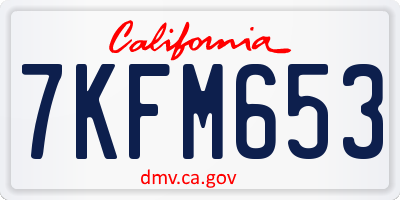 CA license plate 7KFM653