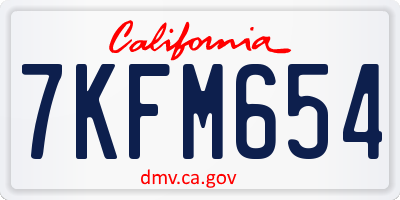 CA license plate 7KFM654