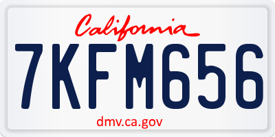 CA license plate 7KFM656