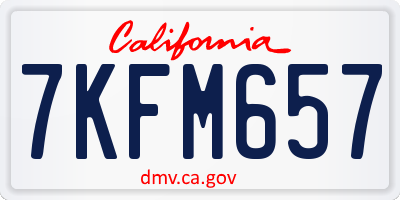 CA license plate 7KFM657
