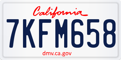 CA license plate 7KFM658