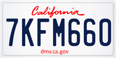 CA license plate 7KFM660