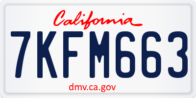 CA license plate 7KFM663