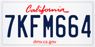 CA license plate 7KFM664