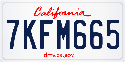 CA license plate 7KFM665