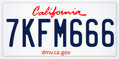 CA license plate 7KFM666