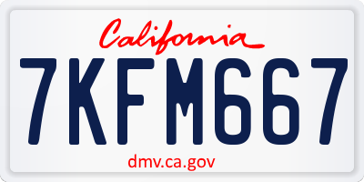 CA license plate 7KFM667