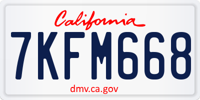 CA license plate 7KFM668