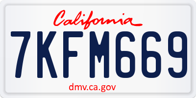 CA license plate 7KFM669